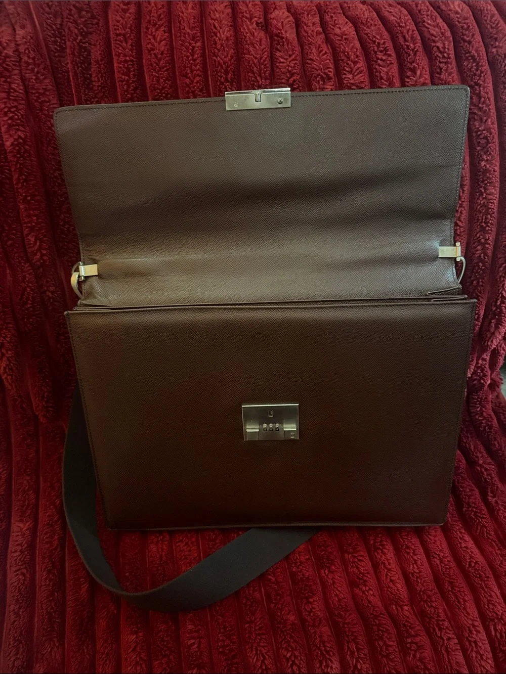 💼 Authentic Bally Men's Briefcase 💼 in Deep Brown with Gold Toned Hardware